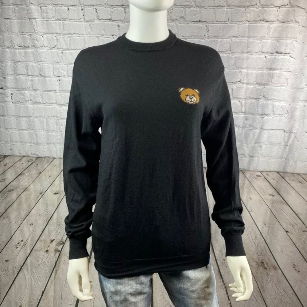 Moschino Womens Small Teddy Bear Black Sweater LKNW